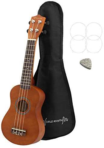 World Rhythm Sopran Ukulele Natur Anfänger Set