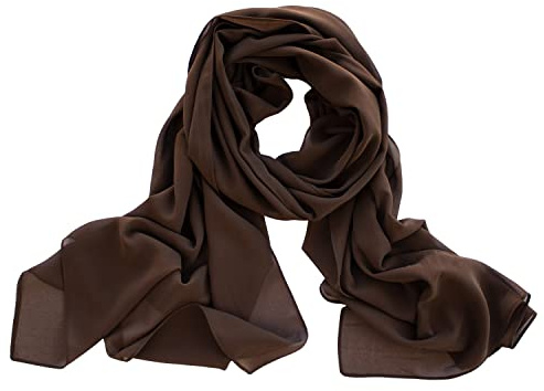 Dolce Abbraccio Damen Schal Stola Halstuch Tuch aus Chiffon für Frühling Sommer Ganzjährig (Dunkelbraun)