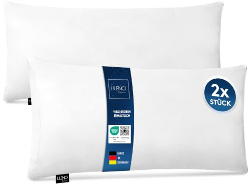 LILENO HOME Microfaser Kissen 40x80 cm (450g Füllung) [2er Set] bis 95 Grad | waschbar - Kopfkissen 40x80 cm als Kissen-Füllung für Bett oder als Dekokissen