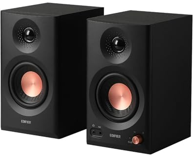 Edifier MR3 2.0 Bluetooth Studio-Lautsprecher mit Hi-Res & 36W RMS, Schwarz | Bluetooth 5.4, physische Steuerungen, RCA & AUX Eingänge, App-Steuerung, kompakt, für Desktop, Homestudio & Musikproduktion