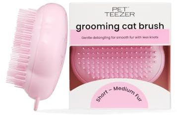 Tangle Teezer Pet Teezer Katzenbürste – Für Katzen mit kurzem bis mittellangem Fell – Pflegebürste für Katzen mit zweistufigen Borsten, die Glanz und Glätte verleiht – Rosa