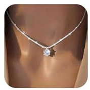 Meteorstarry Kette Silber 925 Damen, Halskette Damen Silberne mit Weiß Anhänger,Personalisiert Modeschmuck Edelstahl Kette Schmuck Jewellery Accessoires Geschenke für Mädchen Frauen