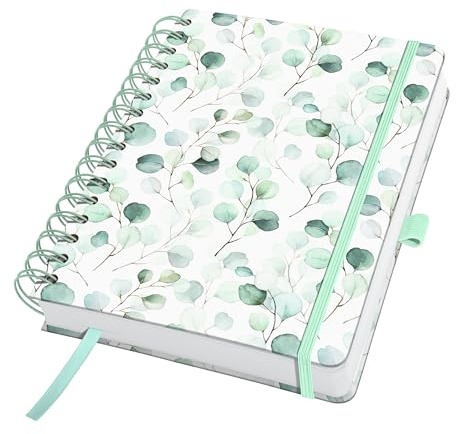 Sigel JN656 Spiralblock A5 blanko, Notizblock Bullet Journal Jolie, stärkeres 120 g Papier, Eucalyptus, grün, 240 Seiten, vegan, aus nachhaltigem Papier hergestellt