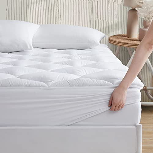 R.SHARE Matratzenschoner 200x200cm, Weiche Topper 200x200cm Matratzenauflage Atmungsaktive 360° Wickeln, Verdickt Matratzen Topper Waschbar, 3D-Netz Bezug Matratzenschutzbezug, Öko-TEX-weiß