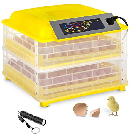 incubato 112 Eier Inkubator Vollautomatische Brutmaschine mit Temperatur- und Feuchtigkeitssteuerung Drehfunktion Schierlampe LCD Annzeige Brutautomat Brutkasten