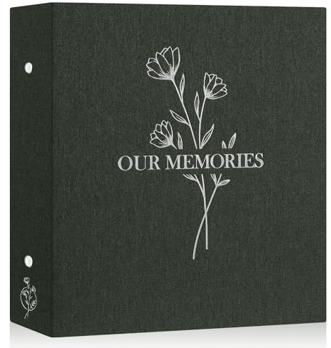 Lanpn Fotoalbum 10x15 1000, Extra Großes XXL Leinen OUR MEMORIES Einstecken Einsteckalbum für Hoch und Querformat Fotos Bilder Grün