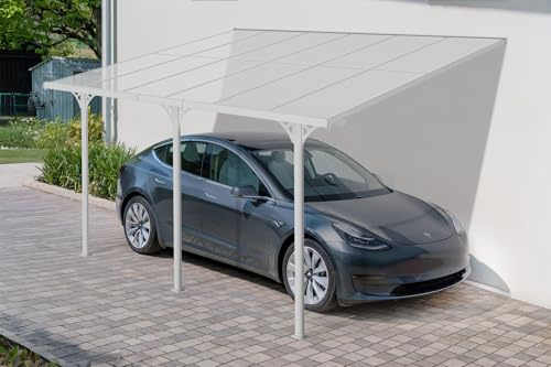 Cazeboo Anlehn-Carport/Pergola 12m² KLEO 4x3m Aluminium Weiß