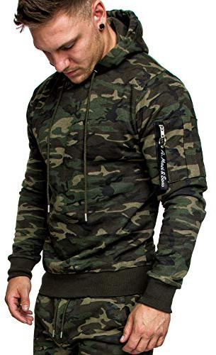 Amaci&Sons Herren Cargo-Style Pullover Sweatshirt Hoodie Sweater Camouflage 4003
