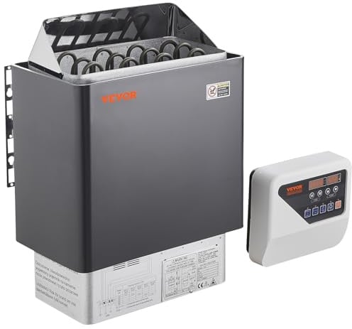 VEVOR Saunaofen, 6 kW, 400 V, 3N tragbarer Saunaofen für drinnen & draußen mit 3-Stunden-Timer, digitaler Regler für 5–9 m³ großes Zuhause, gewerbliche Nutzung in Hotel-Spa-Duschen, max. 110 °C