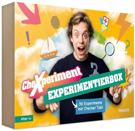 Franzis 67198 - CheXperiment Experimentierbox mit Checker Tobi, 35 Exp, Yellow