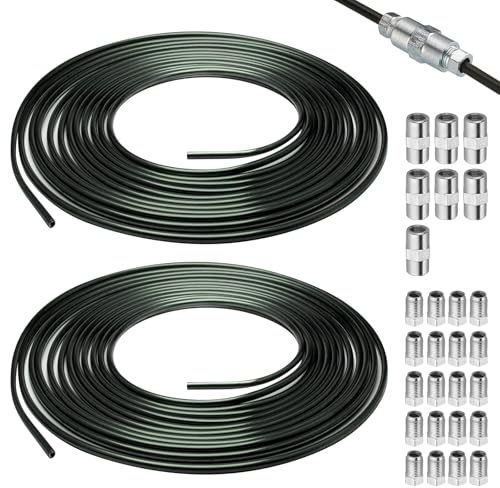 2 Stück Bremsleitung 5m Ø4.76mm, Bremszug Mit 20 Verschraubungen und 10 Verbinder, Stahl-Bremsrohr im Sortiment, Universal Schaltzug für Bördel F Fuer Auto PKW Motorrad