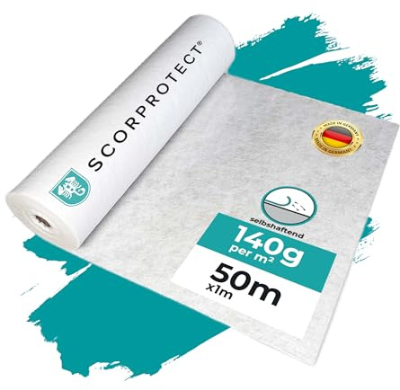 Scorprotect® Abdeckvlies 1 m x 50 m weiß 140g/m² selbsthaftend haftend Bodenschutz Schutzvlies Treppenvlies