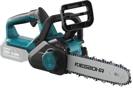 KIESBOHR CSX001 30cm Bürstenlose Akku Kettensäge Kompatibel mit Makita 18V | Automatische Kettenschmierung, Werkzeuglose Kettenspannung, 7500 U/min, 10 m/s Kettengeschwindigkeit (ohne Akku)