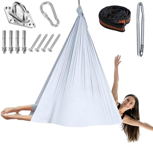 Chihee Aerial Yoga Hängematte Schaukel-Set,weiches, strapazierfähiges Gewebe Yoga-Stretching-Fitness-Schlinge Komplette Befestigungsausrüstung,für alle Fitness- und Bodybuilding-Level 280 x 150 cm
