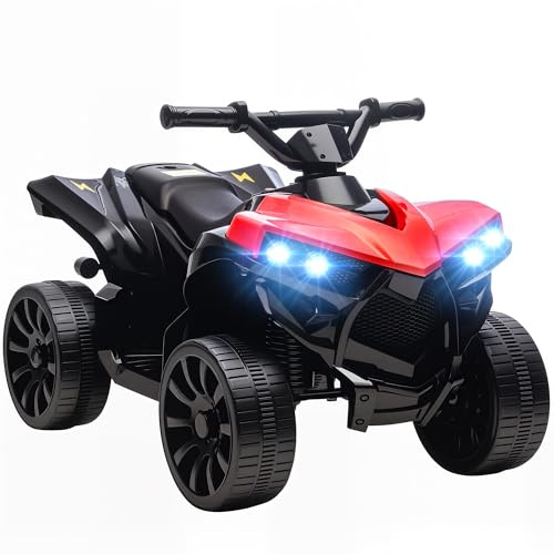 AIYAPLAY Kinder Quad Elektro 6V Kinderquad mit Vorwärts-, Rückwärtsfunktion, Musik, LED-Scheinwerfer, Kinderfahrzeug Elektro-Quad für Kinder von 37-72 Monaten Rot