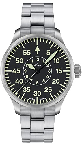 Laco Fliegeruhr, Automatikuhr, Edelstahlgehäuse, Saphirglas, 5 bar, Made in Germany