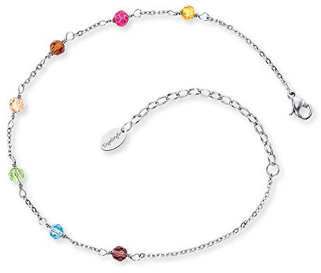 Engelsrufer Fußkettchen für Damen mit Perlen oder Zirkonia, 925er Sterlingsilber rhodiniert, oder Edelstahl, verstellbare Länge, nickelfrei, Allergiker geeignet