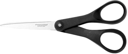 Fiskars Papierschere, Länge: 18 cm, Qualitätsstahl/Kunststoff, Essential, Schwarz, 1023818