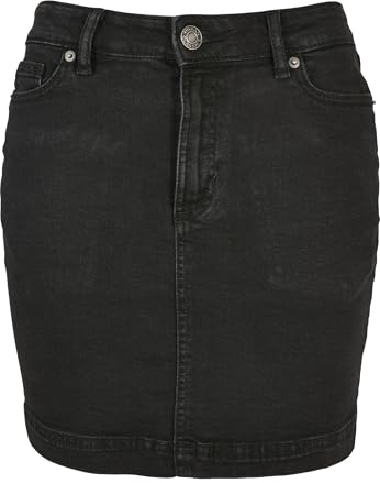 Urban Classics Damen Dames Organic Stretch Denim Mini Rok Rock, Black Washed, 30 EU