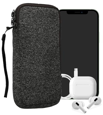 kwmobile Handytasche für Smartphones XXL - 7" - Neopren Handy Hülle Anthrazit Weiß - Handy Tasche 17,7 x 8,5 cm Innenmaße