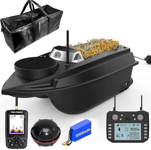 LANGSHI RC GPS-Köderboot, 800 m Entfernung, GPS-Position, Auto-Kreuzfahrt-Fernbedienung mit kabellosen Dual-Motoren, 20.000 mAh, 3 kg (Fish Finder Edition)