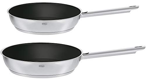 RÖSLE ELEGANCE Bratpfannen-Set 2-tlg., Hochwertige Universalpfannen mit robuster Antihaftversieglung ProCera, 20 cm und 28 cm, Edelstahl 18/10, induktionsgeeignet