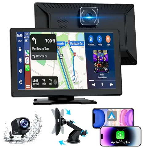 Carplay Display, 9 Apple carplay, Android Auto Display mit 1080P HD Rückfahrkamera & Frontkamera, GPS Navigation, Freisprecheinrichtung, Mirror Link, FM, Einfacher Einbau
