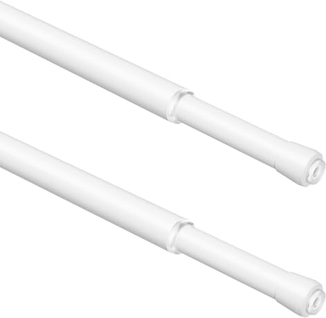 WELDUN 2er Teleskopstange zum Klemmen, 3 in 1 Spannstange ohne Bohren, Φ13mm Gardinenstange zum Klemmen für Fenster, Kleiderschrank, Küchen und Bücherregal, 80-110cm, Weiß