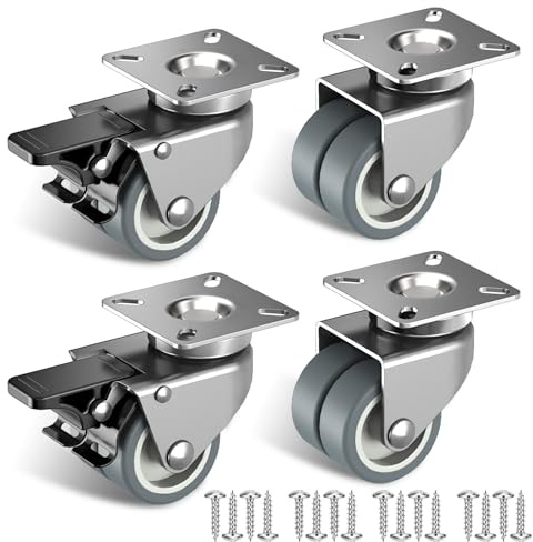 50mm Möbelrollen mit bremse - 4er Set Schwerlastrollen (2 mit Bremsen und 2 ohne) - Strandkorbrollen mit 400kg Gesamtkapazität - für Paletten, Strandkorb, Sitzecke, Lounge