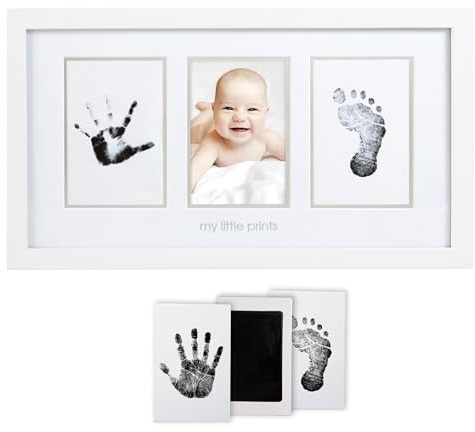 Pearhead P63002 Baby Abdruck Neugeborene Hand / Fußabdruck Foto Rahmen Set mit einer Sauberen Tintenauflage, weiß