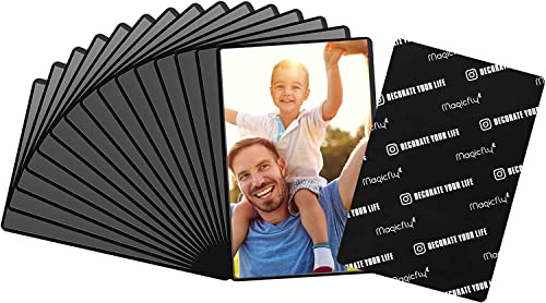 Magiclfy Magnetische Fototaschen | 15 Stück Magnet Bilderrahmen Fotorahmen für Fotos Postkarten von 10 x 15 cm für Kühlschrank, Schwarz