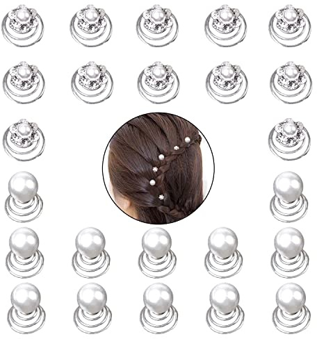 24 Stück Spiral-Haarnadeln, Braut-Haarnadeln für Frauen, Mädchen, Hochzeit | Swirl-Haarnadeln, Perlen-Haarnadeln, Hochzeit, Haarschmuck (2 Stile)