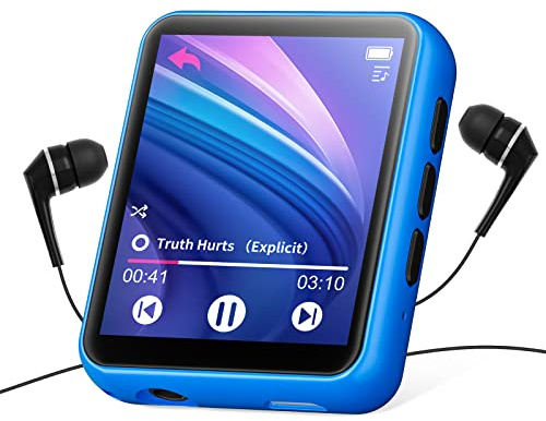 32GB MP3 Player Bluetooth 5.0 mit Voller Touchscreen, Verlustfreier HiFi-Musikplayer mit Metallgehäuse, mit UKW-Radio, Lautsprecher, Line-in Aufnahme, Unterstützung bis zu 128 GB