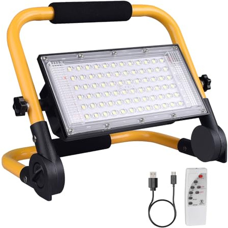 ERAY Solar 8000LM LED Baustrahler Akku, Campinglampe mit 13500mAh | 4 Lichtmodi, 2 Lademethoden, Timer, Fernbedienung, Tragbarer LED Arbeitsleuchte für Camping, Garage, Notfall, Stromausfällen