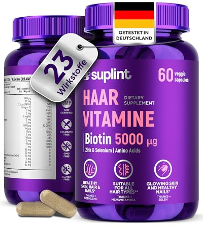 Haar Vitamine – Biotin 5000 mcg + MSM + Zink & Selen – 60 Kapseln – Für Haarwachstum & gegen Haarausfall – Entwickelt in den Niederlanden – 2-Monats-Vorrat