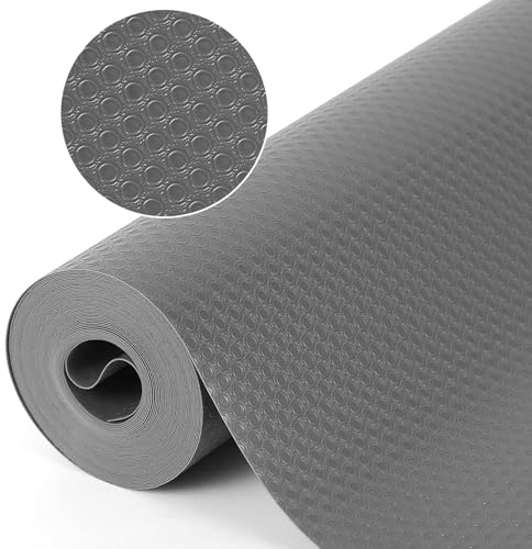 HAUSPROFI Schubladenmatte für Regale Schränke Schubladen Kühlschranke Büro Hause, 50x600cm Zuschneidbar, Transparent Grau