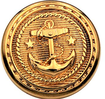hochwertige gold Metall Knöpfe Metallknöpfe mit Anker, made in Germany (6 Stück) (18mm)
