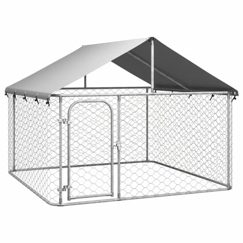 BaraSh Outdoor-Hundezwinger mit Dach EisenkäFig FüR Hunde Outdoor Hundezwinger HaustierkäFig Hundevilla 200x200x150 cm