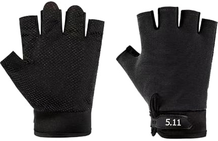 BrightGlow Kids Sports Halbfingerhandschuhe Fahrradhandschuhe Halbfinger Taktische Handschuhe Anti-Rutsch Kinder Tarnung Handschuhe Gym Training Fitness Handschuhe Kletterhandschuhe Schwarz M