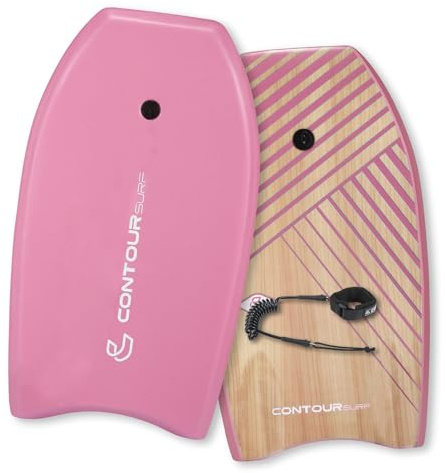 Contour SURF Reed Bodyboard 83 cm für Kinder – Leichtes Strand-Bodyboard mit EPS-Kern, Doppelkanal-System & Spiralarmband mit Drehgelenk für alle Könnerstufen in Magenta