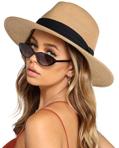 FURTALK Unisex Panamahut Breite Krempe Sonnenhut für Herren und Damen Strandhut UV-Schutz Sommerhut Verstellbare Strohhut