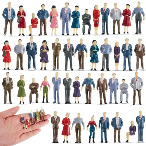 Kasyat 30 Mini Menschen Figuren 1,38 Zoll 1:50 Mini Modellbau Figuren Für Modelleisenbahnen Bemalte Menschen Kleine Aus Kunststoff Spielzeug Sitzende Stehende (30)