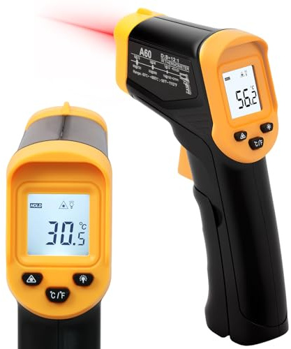 Foppla Infrarot-Thermometer, -50°C bis 600°C Leichtes Temperaturmessgerät, berührungsloses digitales Laser-Thermometer, beleuchteter Bildschirm, Nicht-menschlich - für Küche/Grill/Kühlung/Industrie
