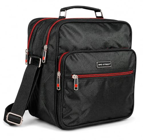 BAG STREET Arbeitstasche Herren – Flugbegleiter Tasche viele Fächer, Businesstasche Trolleyhalterung & Schultergurt Schwarz