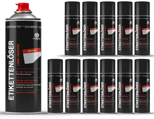 12 Octopus Etikettenentferner-Sprays à 200 ml mit Orangenöl | Vorratspackung zum Entfernen von Etiketten und Kleberückständen in Lager, Werkstatt, Haushalt und Versand
