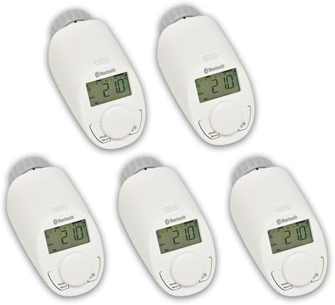 Eqiva Bluetooth Smart Elektronik-Heizkörperthermostat, 5er-Set, mit App-Steuerung
