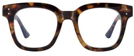 Madison Avenue Blaulichtfilter Brille Damen, Übergroße Computerbrillen zum Spielen, Metallscharnier Blaufilter Brille ohne Sehstärke (Schildkröte)