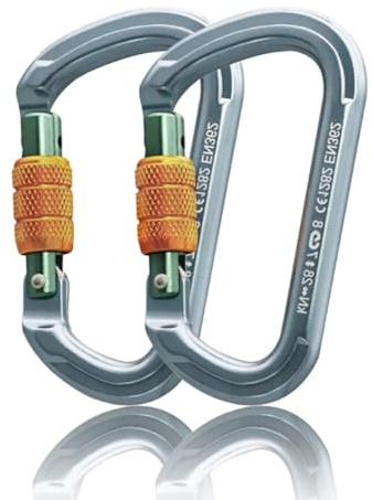 SOB Karabiner Kletterkarabiner Karabinerhaken aus Aluminium Schlüsselanhänger Karabinerhaken für hohe Beanspruchung mit Schraubsicherung zum Klettern, Abseilen, Hängematten