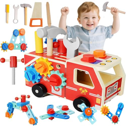 Werkzeugkoffer Kinder, Montessori Werkzeug Holzspielzeug Spielzeug ab 3+ | Montessori Werkzeug Holzspielzeug Spielzeug ab 3,Kinderwerkzeug Werkzeugwagen, Werkzeuggürtel Koffer Lernspiele Geschenk