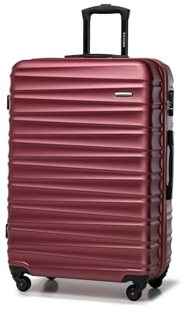 WITTCHEN Reisekoffer Groß Rollkoffer Trolley Großer Koffer Check-In Gepäck Hartschale aus ABS 4 Spinner-Rollen Zahlenschloss Groove Line Größe L kastanienbraun Lufthansa/Eurowings/Ryanair